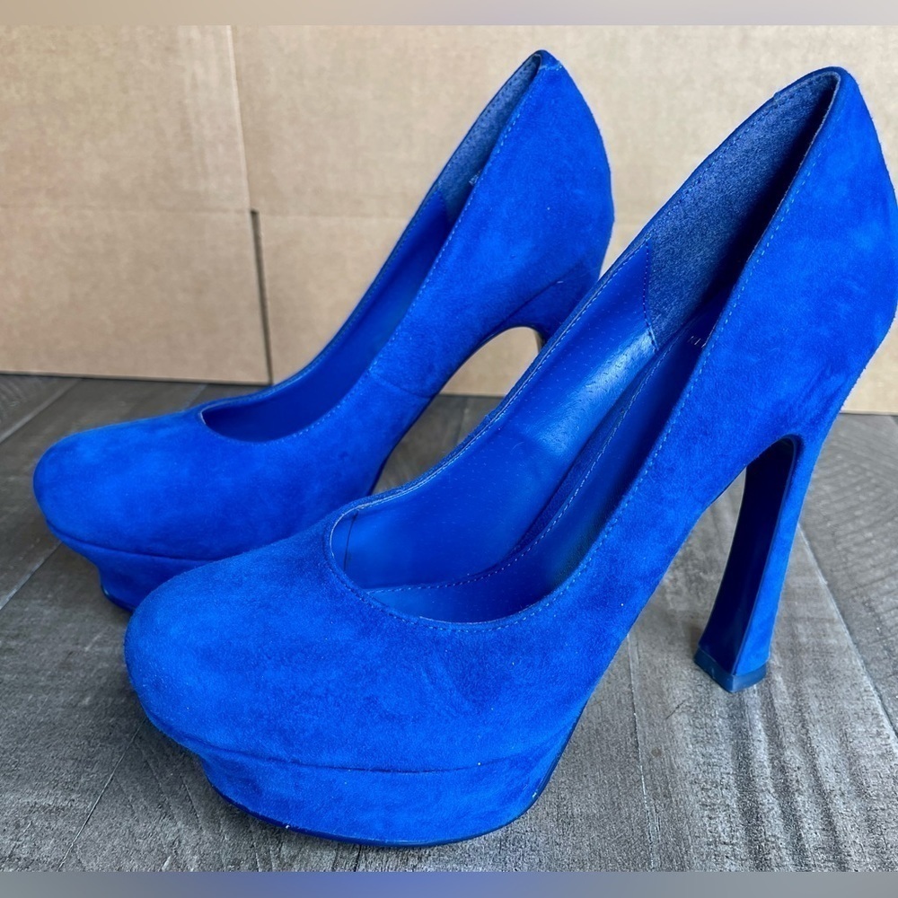 Kelsi Dagger Cobalt Blue Suede Leather Pumps Heels Womens Shoes 7.5M Abreille